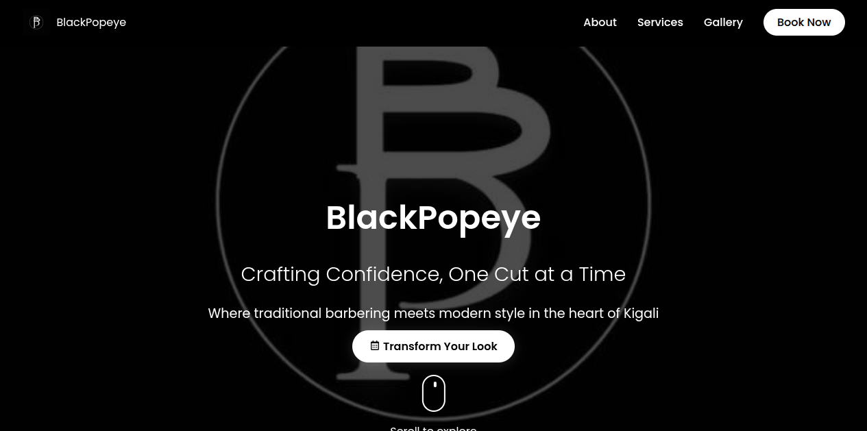 BlackPopeye barber mobile service website